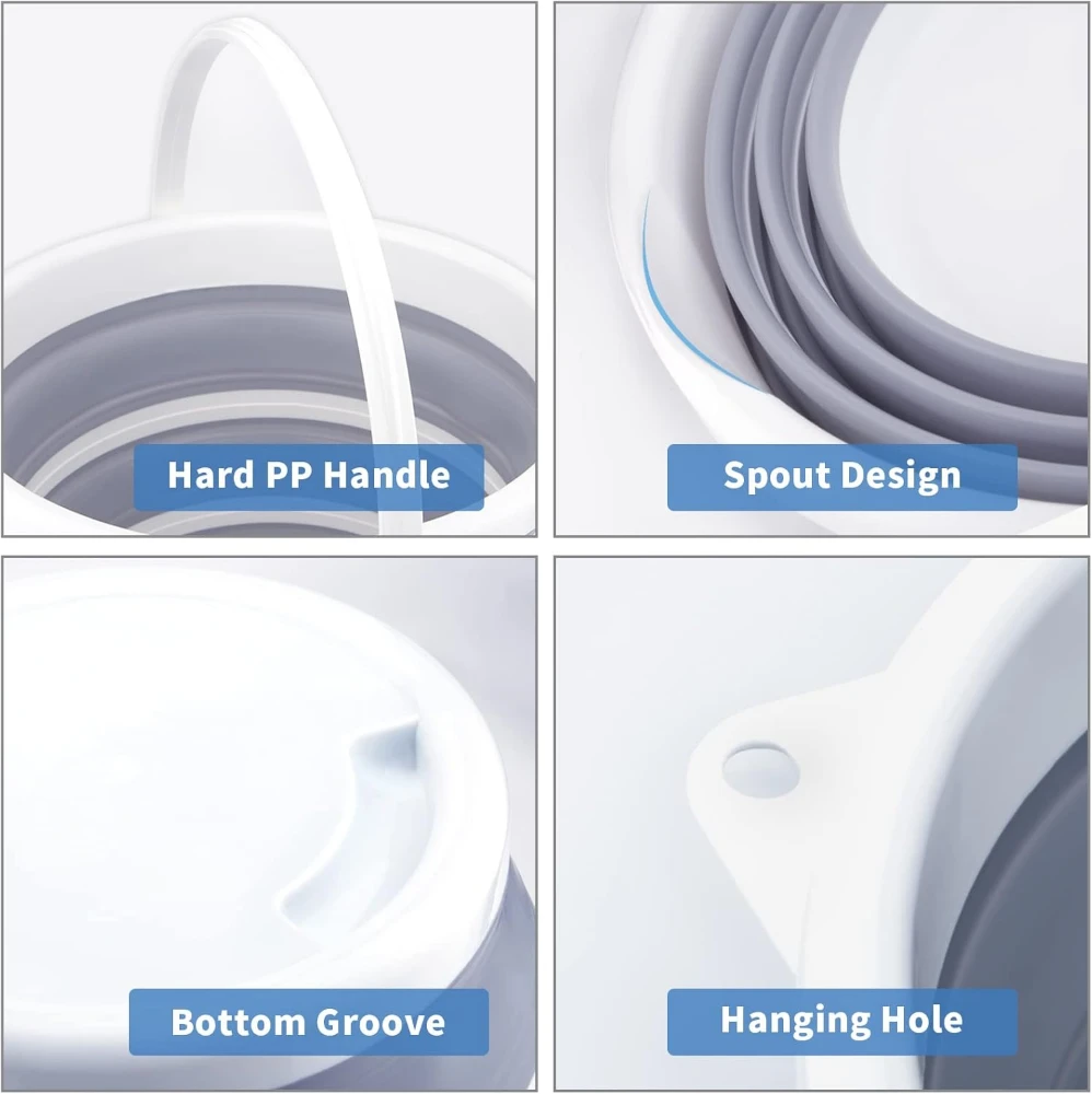 wholesale 10l square collapsible water bucket pp tpr foldable portable cleaning pail multi purpose household camping car wash storage tub with ergonomic carry handle multiple colors for home hotel outdoor use