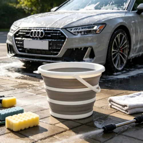 wholesale 10l square collapsible water bucket pp tpr foldable portable cleaning pail multi purpose household camping car wash storage tub with ergonomic carry handle multiple colors for home hotel outdoor use