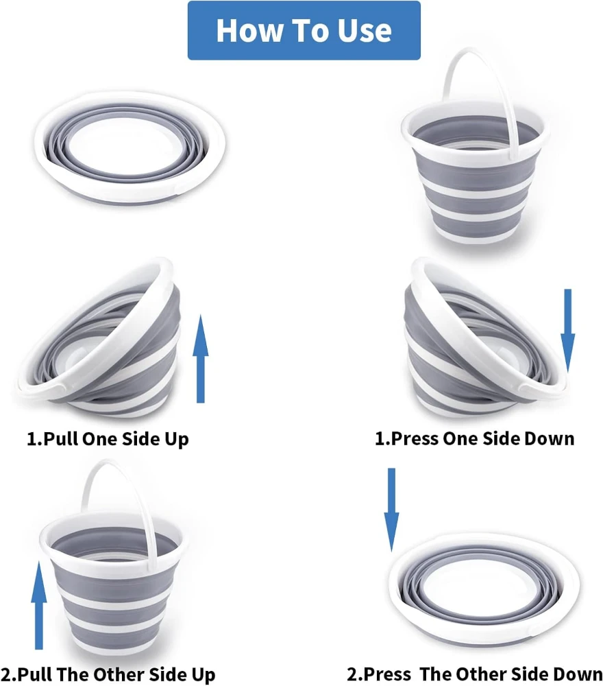 wholesale 10l square collapsible water bucket pp tpr foldable portable cleaning pail multi purpose household camping car wash storage tub with ergonomic carry handle multiple colors for home hotel outdoor use