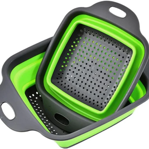 foldable pp tpr colander square collapsible drain strainer basket with dual side handles
