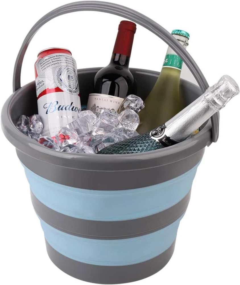 10l collapsible pp+tpr bucket foldable portable ice wine bucket with handle multi purpose outdoor water pail