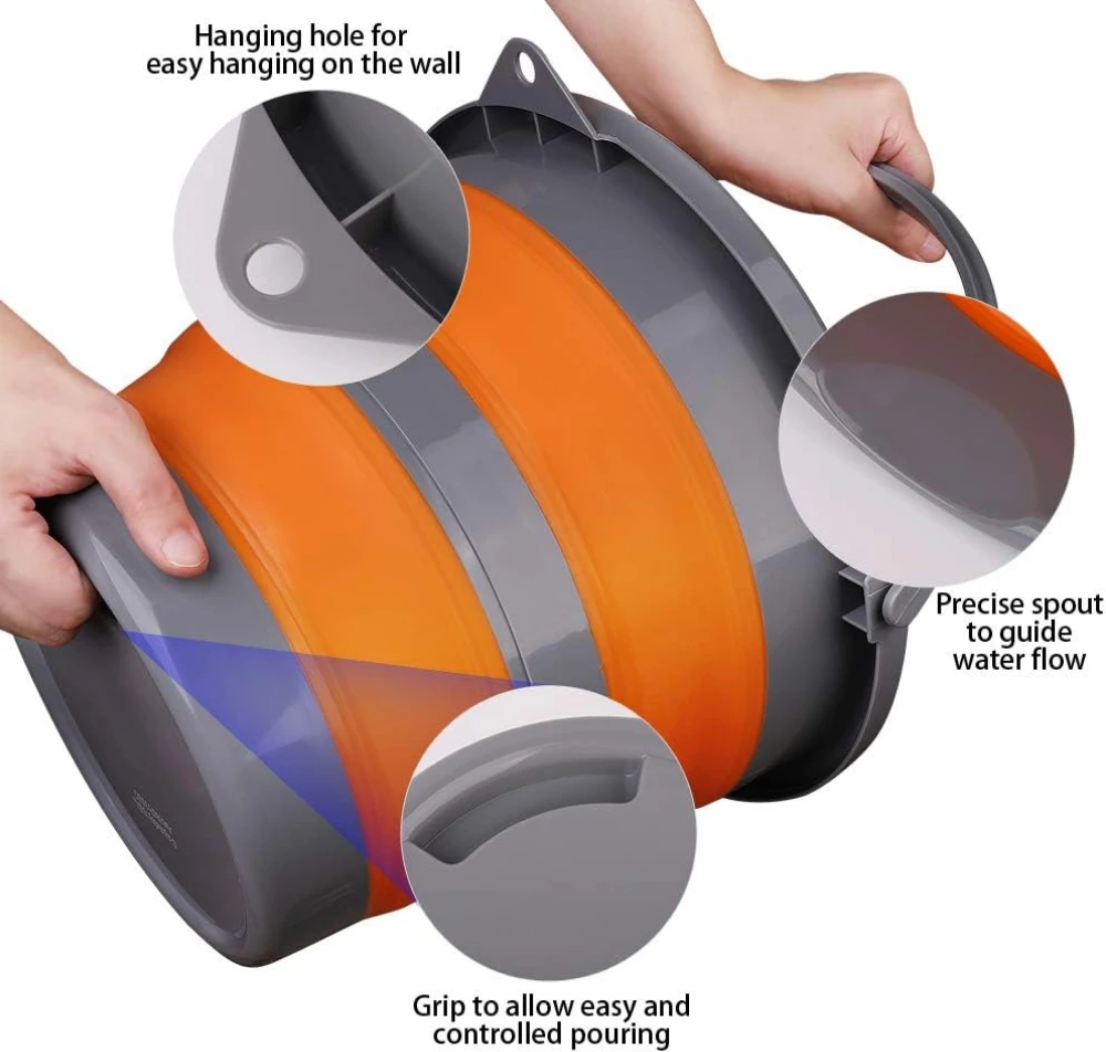 10l collapsible pp+tpr bucket foldable portable ice wine bucket with handle multi purpose outdoor water pail