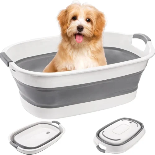 multipurpose foldable pp+tpr washing basin portable for pet grooming dirty clothes storage