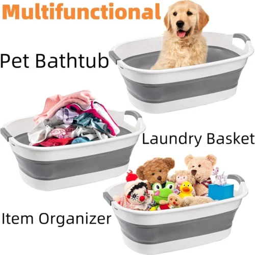 multipurpose foldable pp+tpr washing basin portable for pet grooming dirty clothes storage