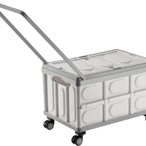 foldable wheeled plastic storage box portable organizer container with dual handle options transparent flip top