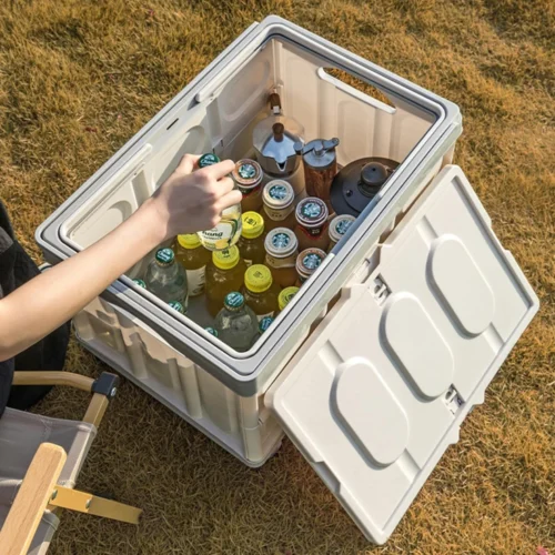 foldable wheeled plastic storage box portable organizer container with dual handle options transparent flip top