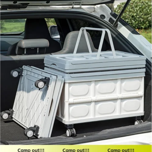 foldable wheeled plastic storage box portable organizer container with dual handle options transparent flip top